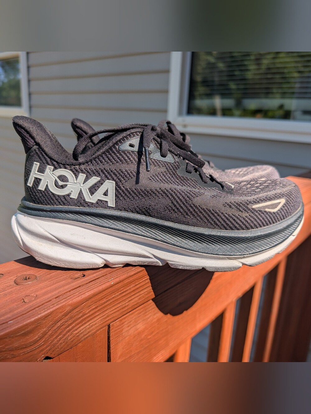 Hoka Clifton 9 Women's Size 8 Running Shoes - Black White Gray